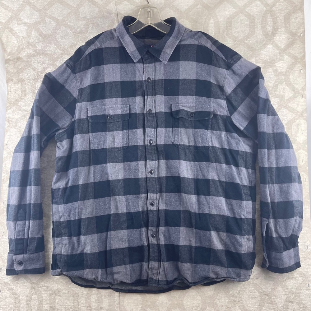 Vineyard Vines Mens XL Grey Black Buffalo Check Lined Flannel Shacket Shirt‎